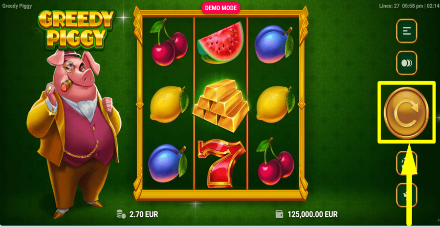 Greedy Piggy Spin Button