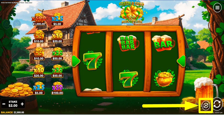 Green And Gold Top Multiplier Autoplay Feature