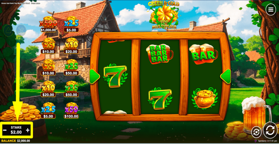 Green And Gold Top Multiplier Bet Value