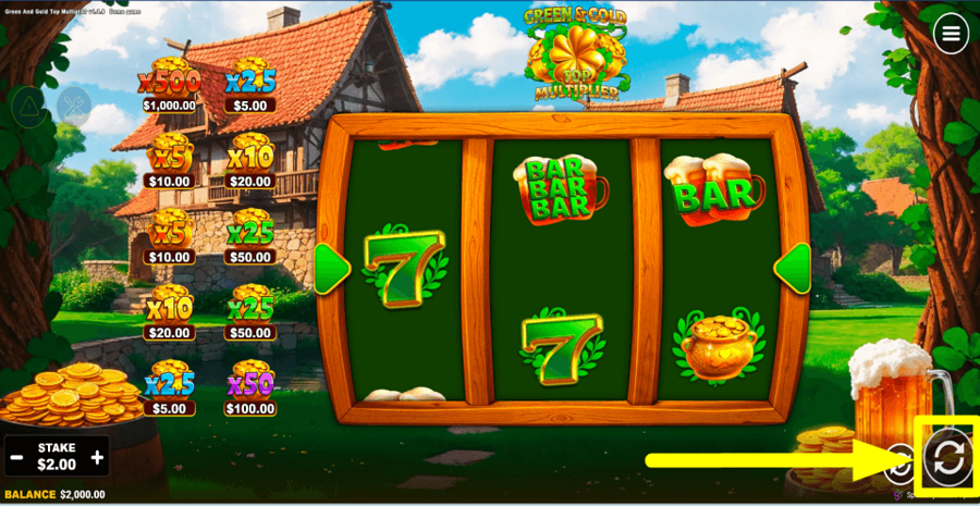 Green And Gold Top Multiplier Spin Button
