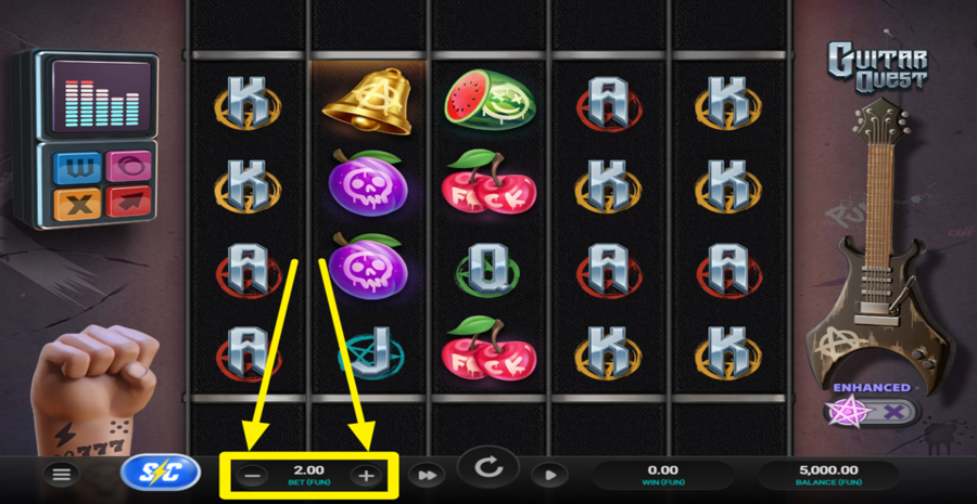 Guitar Quest Adjust Bet