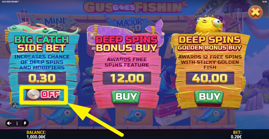 Gus Goes Fishin Place Side Bet