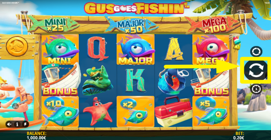 Gus Goes Fishin Spin Button