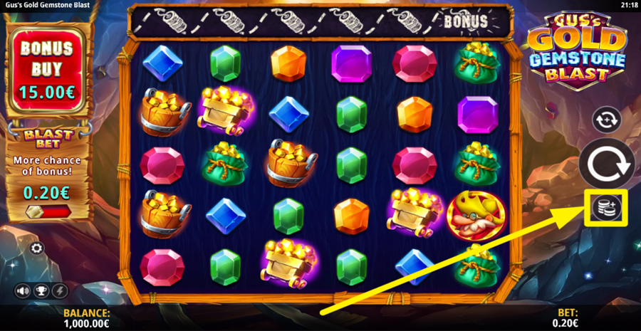 Guss Gold Gemstone Blast Adjust Bet