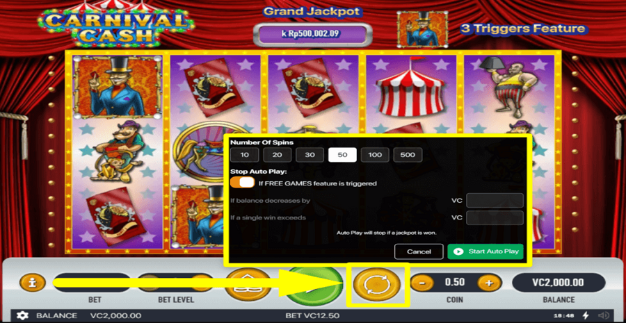 Habanero Carnival Cash Autoplay Feature