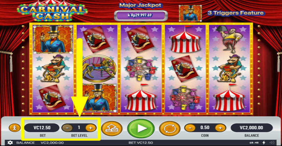 Habanero Carnival Cash Bet Level
