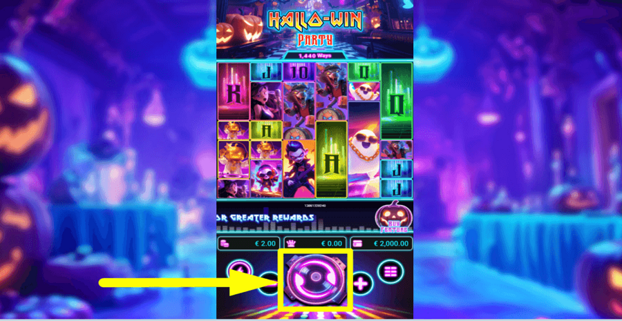 Hallo Win Party Spin Button
