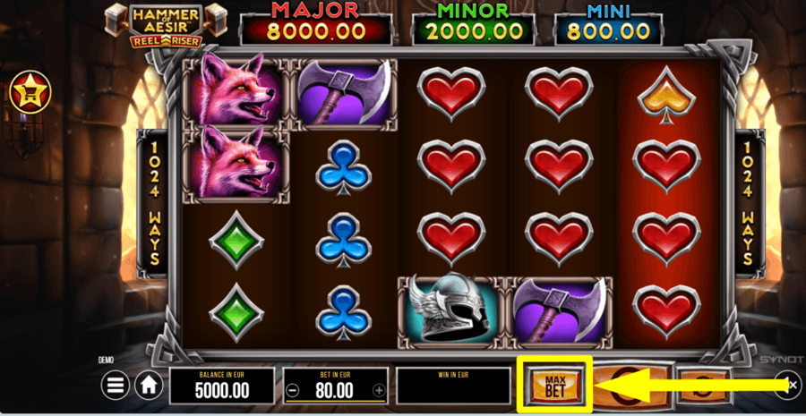 Hammer Of Aesir Max Bet Button