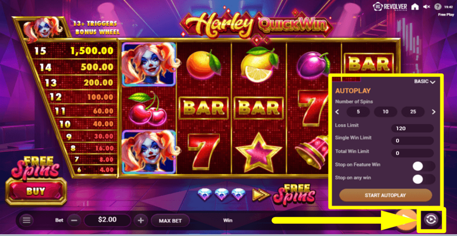 Harley Quickwin Autoplay Feature