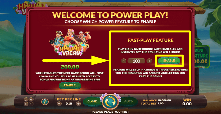 Hawaii Vacay Fast Play Feature