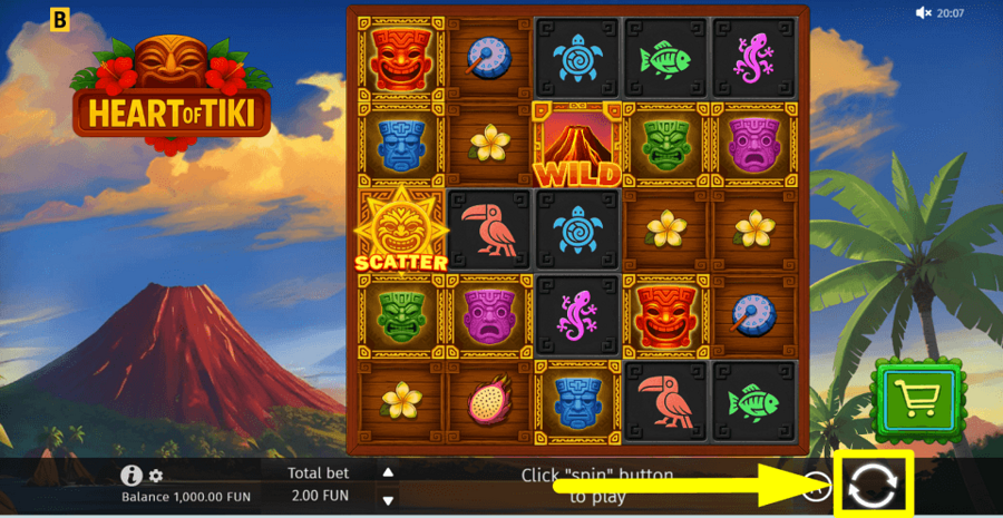 Heart Of Tiki Spin Button