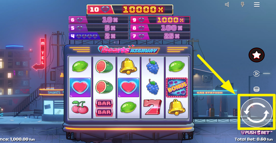 Hearts Highway Spin Button