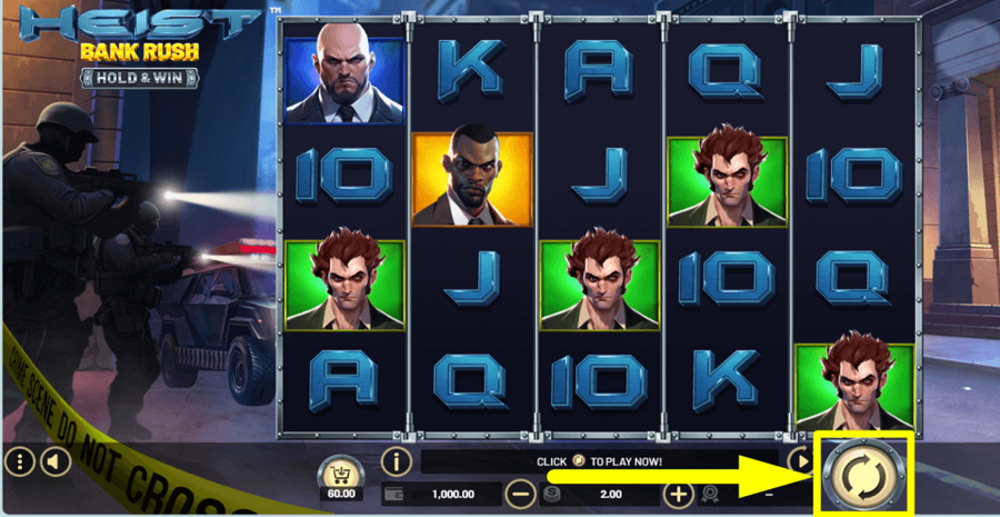 Heist Bank Rush Hold And Win Spin Button