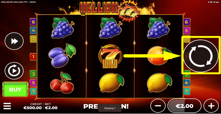 Hellish 777 Spin Button