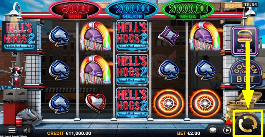 Hells Hogs 2 Squealin Wheels Spin Button