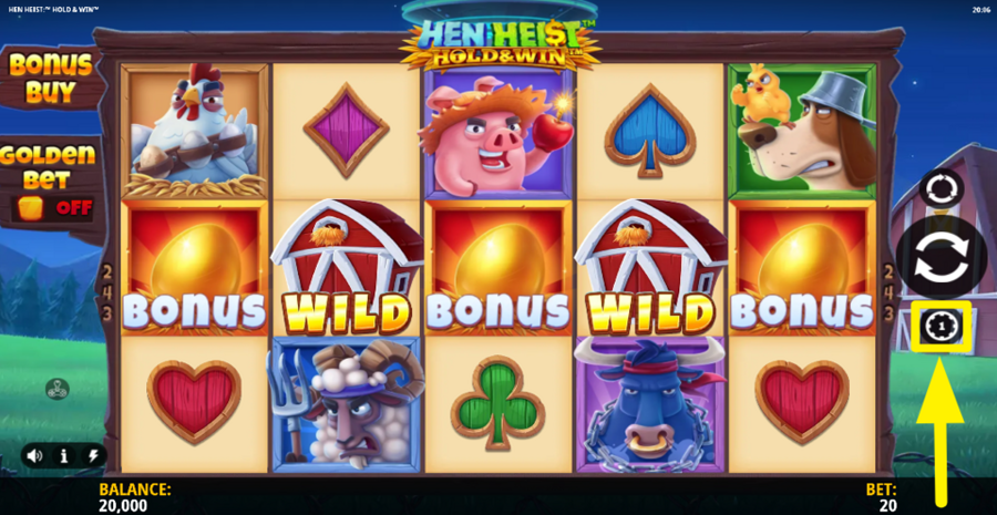 Hen Heist Hold And Win Adjust Bet