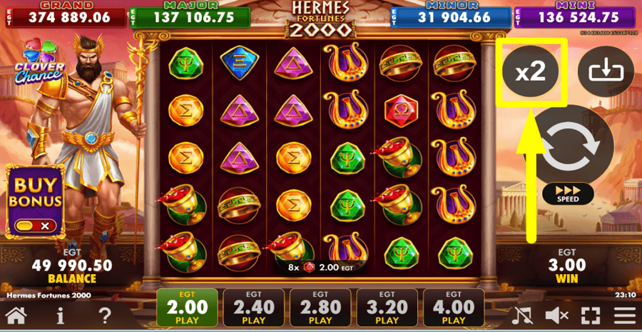 Hermes Fortunes 2000 Clover Chance Gamble Feature
