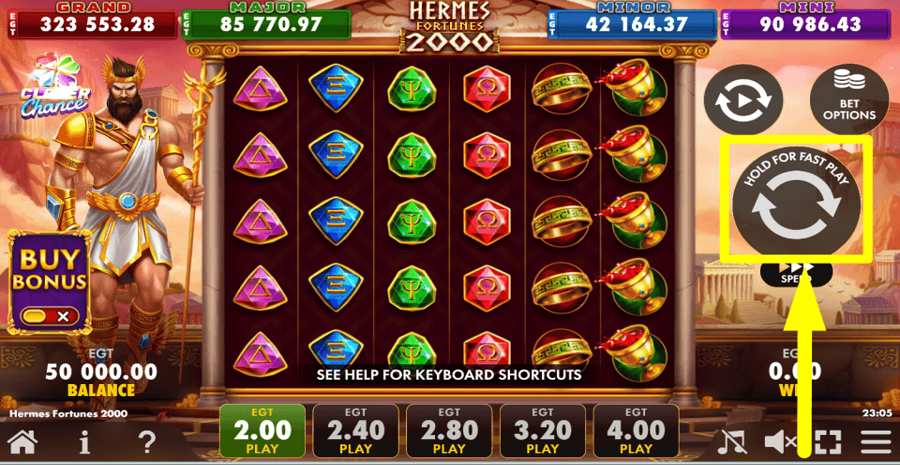 Hermes Fortunes 2000 Clover Chance Spin Button