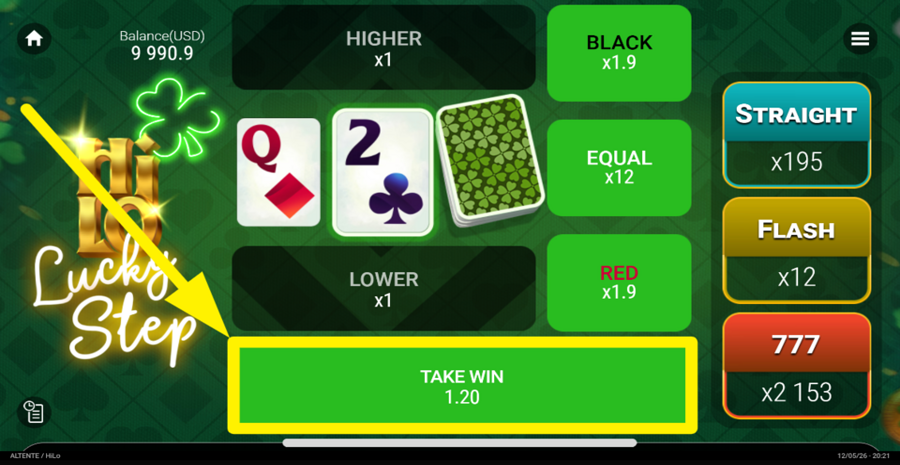 Hi Lo Lucky Step Take Win