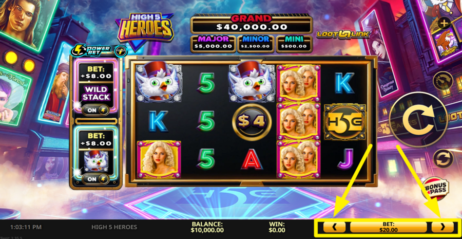 High 5 Heroes Adjust Bet