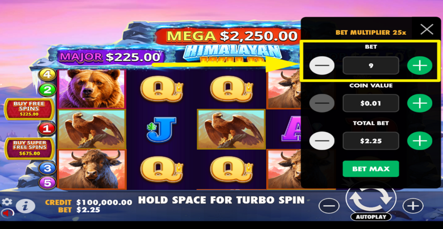 Himalayan Wild Adjust Bet Level