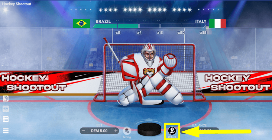 Hockey Shootout Collect Button