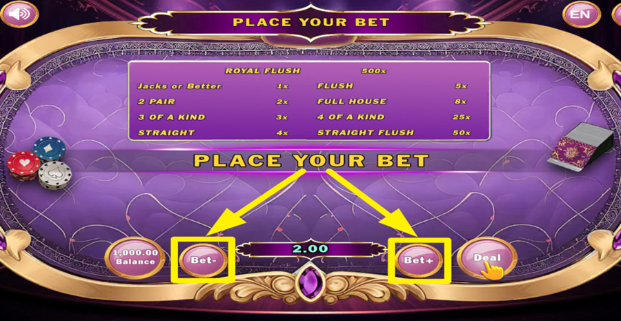 Hold And Flip Poker Frenzy Adjust Bet