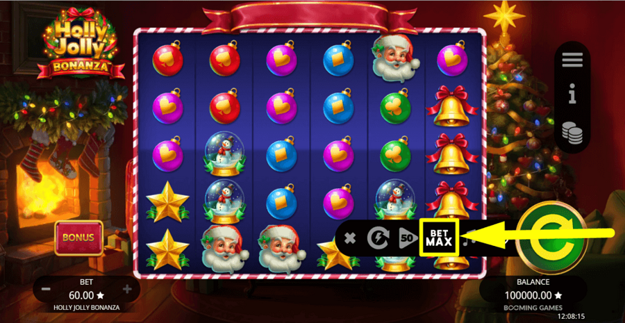 Holly Jolly Bonanza Bet Max Button