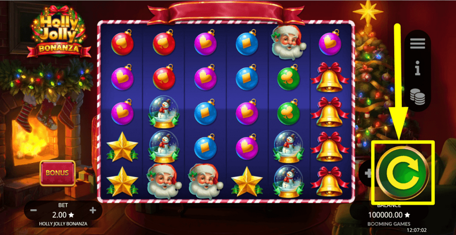 Holly Jolly Bonanza Spin Button