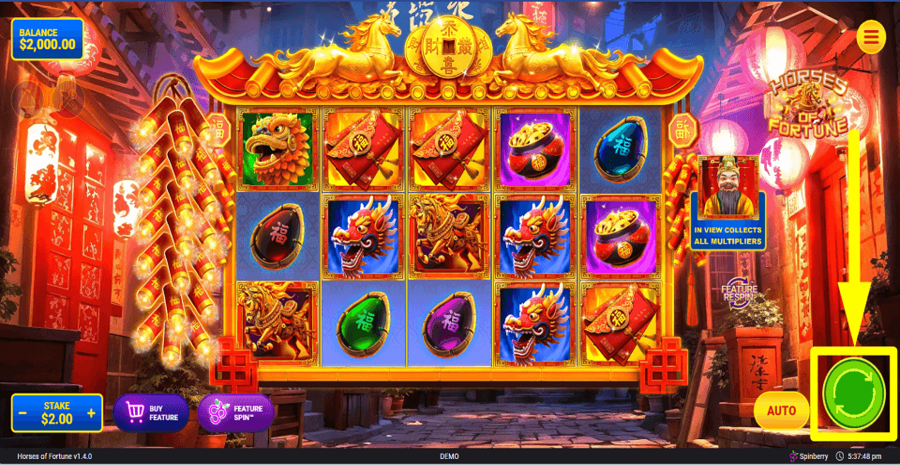 Horses Of Fortune Spin Button