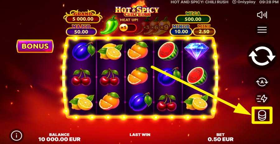 Hot And Spicy Chili Rush Adjust Bet