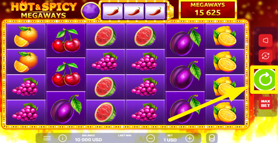 Hot And Spicy Megaways Spin Button