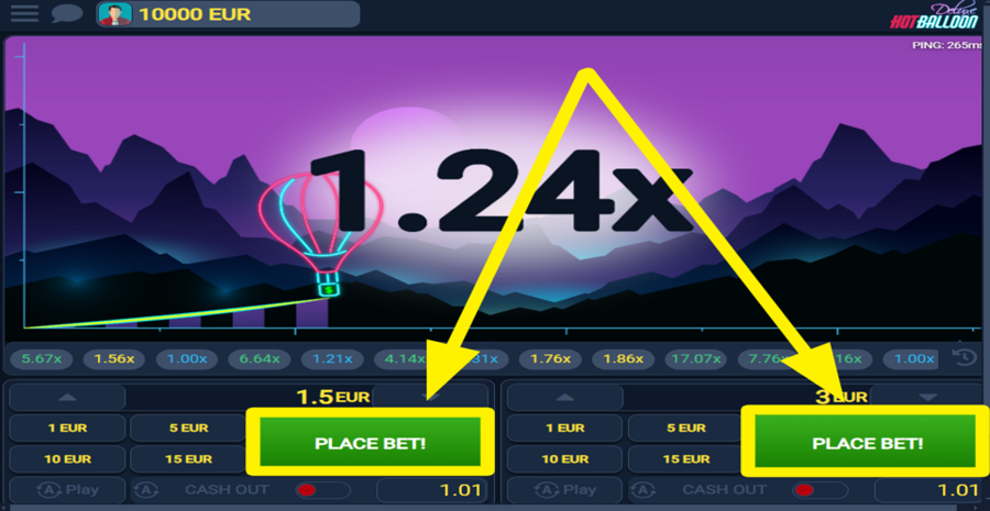 Hot Balloon Deluxe Place Bet