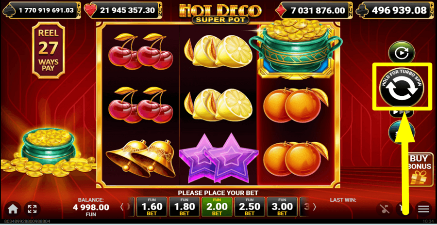 Hot Deco Super Pot Spin Button