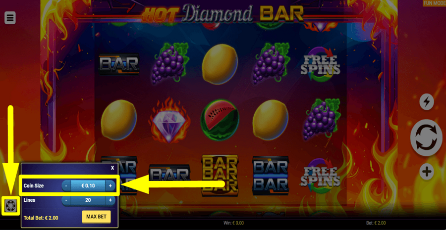 Hot Diamond Bar Bet Value