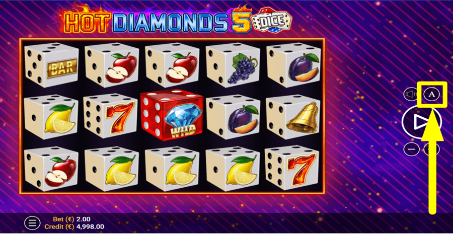 Hot Diamonds 5 Dice Autoplay Feature