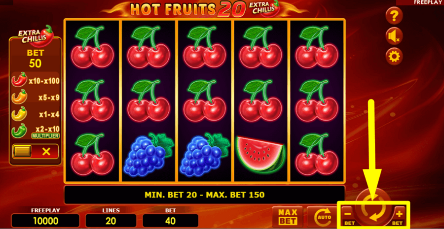 Hot Fruits 20 Extra Chillis Bet Value