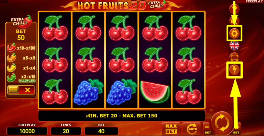 Hot Fruits 20 Extra Chillis Turbo Feature
