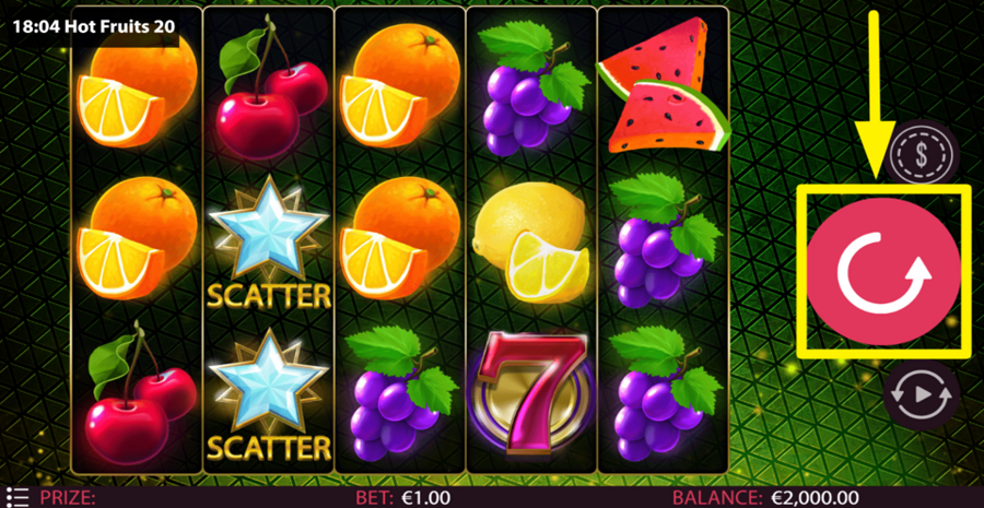 Hot Fruits 20 Spin Button