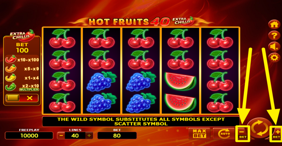 Hot Fruits 40 Extra Chillis Adjust Total Bet