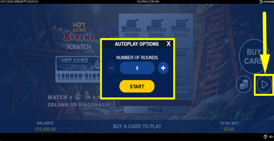 Hot Gems Xtreme Scratch Autoplay Feature