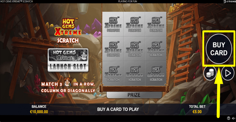 Hot Gems Xtreme Scratch Buy Card Button