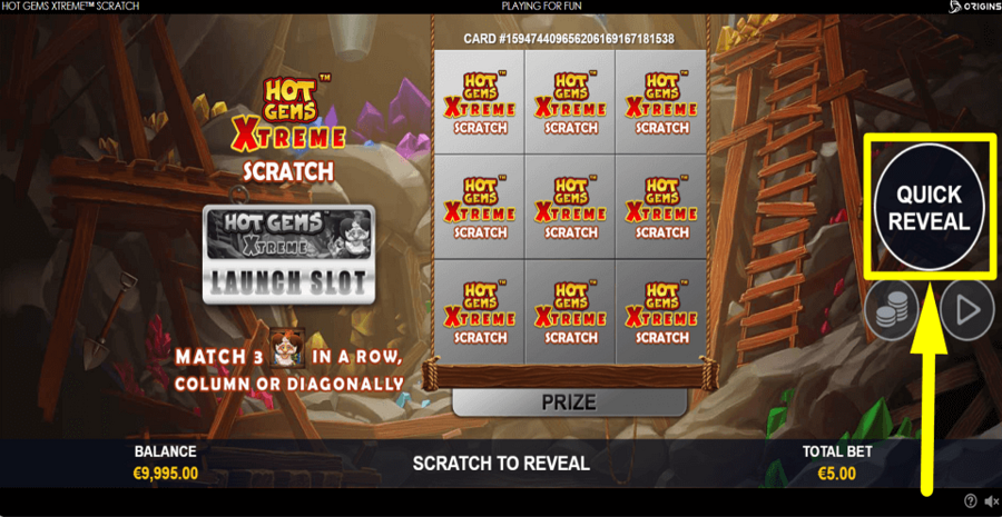 Hot Gems Xtreme Scratch Quick Reveal Button