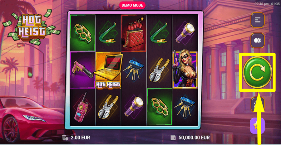 Hot Heist Spin Button