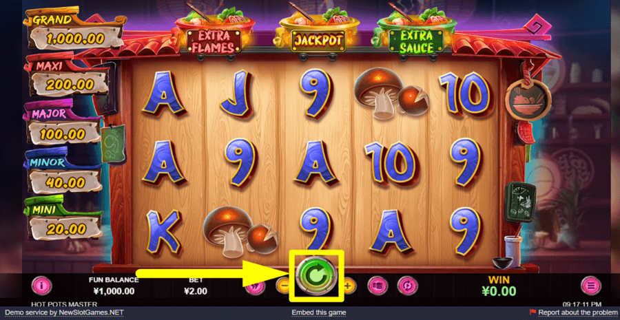 Hot Pots Master Spin Button