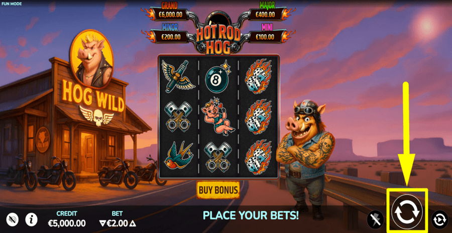 Hot Rod Hog Spin Button