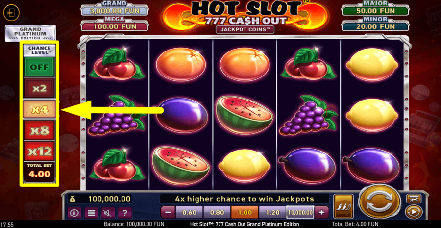 Hot Slot 777 Cash Out Grand Platinum Edition Chance Feature