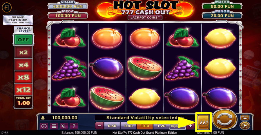 Hot Slot 777 Cash Out Grand Platinum Edition Volatility Feature