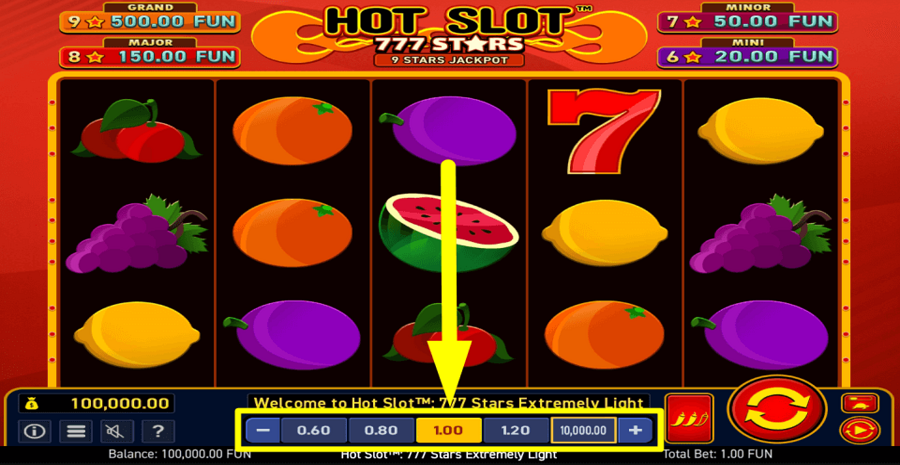 Hot Slot 777 Stars Extremely Light Bet Value
