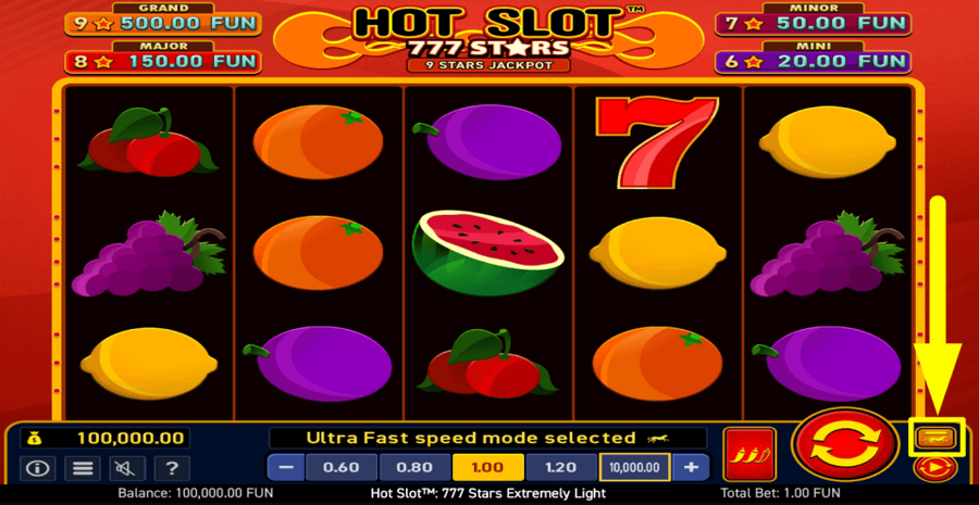 Hot Slot 777 Stars Extremely Light Speed Mode